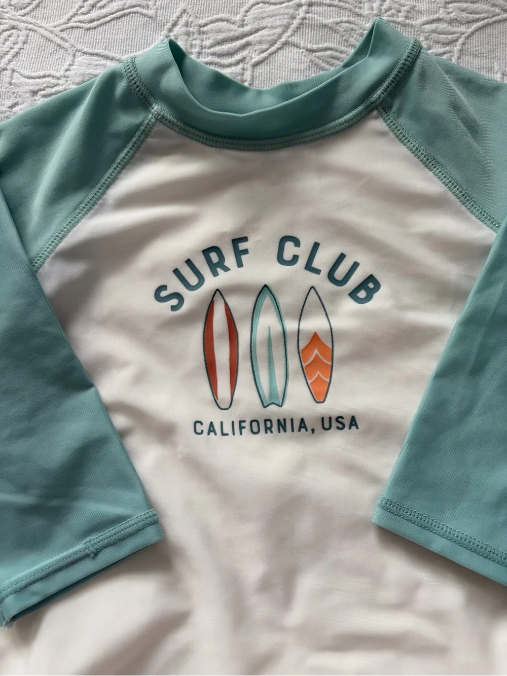 Little co 24m new Kids Surf Club Rash Guard Set - Mint, Cream, Teal, Orange